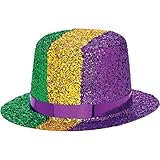 Amscan 259907 Mini Glitter Top Hat Mardi Gras Costume Headwear Party Supplies (1 Piece), Multicolor