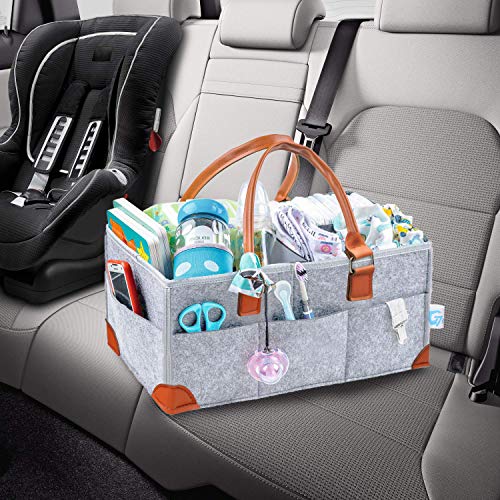 Gelible Baby Diaper Caddy- Nursery Storage Bin Changing Table Diaper Change - Baby Shower Gift Basket for Boy Girl - Newborn Registry Must Haves - Felt Coin Valet Tray Included - Thumbnail 3