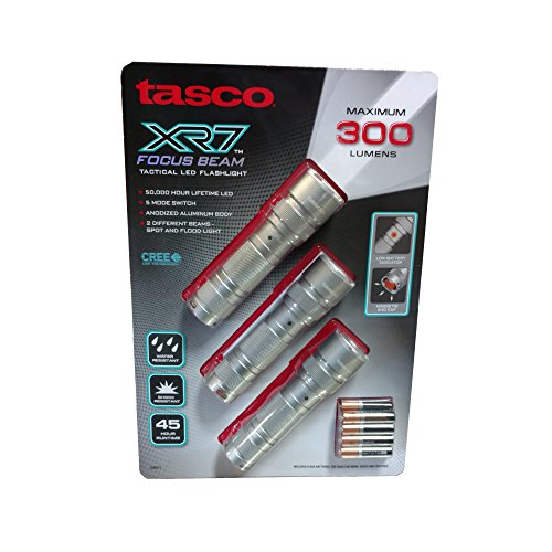 Tasco XR7 Focus Beam Tactical LED Flashlight, 3-Pack