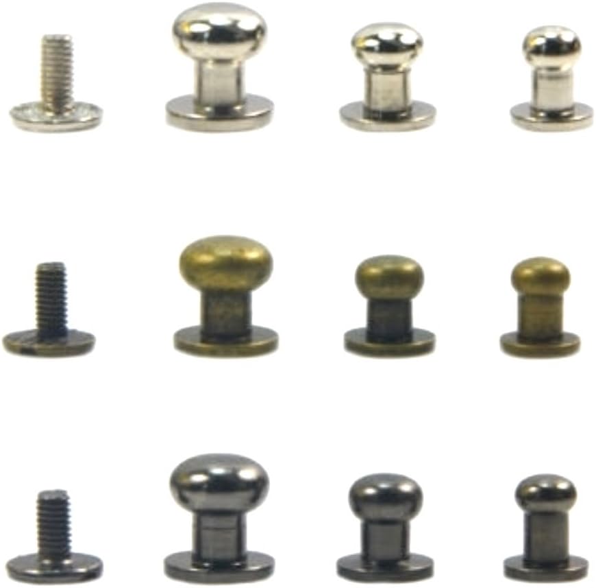 CHICAGO SCREWS - SAM BROWNE - MONK HEAD - ROUND HEAD SCREW BACK METAL RIVET STUD, PACK OF 10 (8mm Silver)