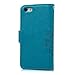 iPhone SE Case, iPhone 5S Wallet Case, iPhone 5 Case for Women,Mavis's Diary Elegant Blue Wallet Flip Case Embossed Clover PU Leather with Card Holders Wrist Strap [ Stand Feature ] for iPhone SE/5S/5