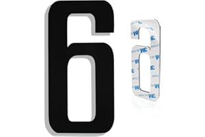 HVATRY Modern House Numbers for Outside - Self-Adhesive, Large 6 Inch, Metal House Address Numbers - Ideal For Mailbox, Door, And Outdoor Address - House Number 6