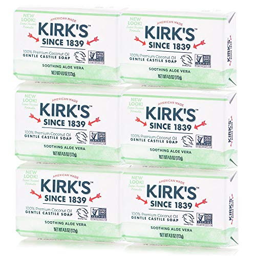 Kirk's Original Coco Castile Bar Soap Soothing Aloe Vera 4 Ounces (6 Pack)