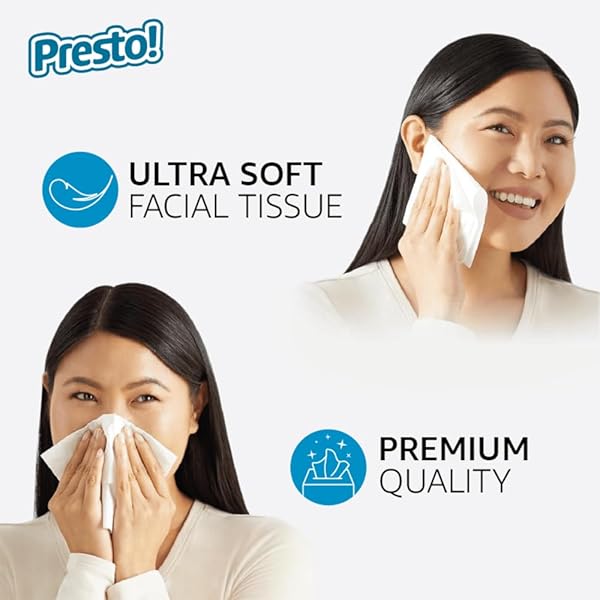 AMAZON BRAND – PRESTO! ULTRA-SOFT 3-PLY PREMIUM FACIAL TISSUES, 264 COUNT (4 CUBE BOXES OF 66), PACKAGING MAY VARY
