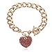 JOTW Rose Goldtone Iced Out Heart 8 Inch Cuban Link 12mm Toggle Bracelet (F-995)