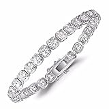 Mothers Day Gifts Caperci White Gold Plated Cubic Zirconia Tennis Bracelets Women Jewelry, 7.25''