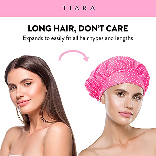 TIARA Shower Cap for Women, Terry Lined LeakFree, Washable and