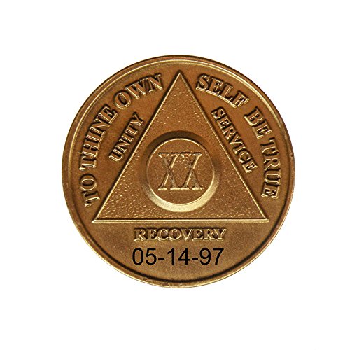 Personalized Custom Engraved 20 Year Antique Bronze AA (Alcoholics Anonymous)-ACA-AL-ANON-Sober-Sobriety-Birthday-Medallion-Coin-Chip-Token