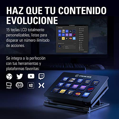 elgato-Stream-Deck-Controlador-para-contenido-en-directo-15-teclas-LCD-personalizables-soporte-ajustable-Windows-10-y-macOS-1013-o-posterior-Negro