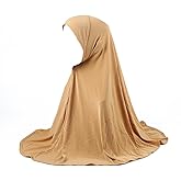 Kellegour Muslim Instant Turbans,Women Fashion Soft Hijab,Long Hijabs,Ready To Wear Hijab for Women,for Prayer,Islamic Clothes,Khaki