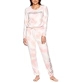 bebe Womens Long Sleeve Shirt and Lounge Skinny Pajama Jogger Pants Sleepwear Set