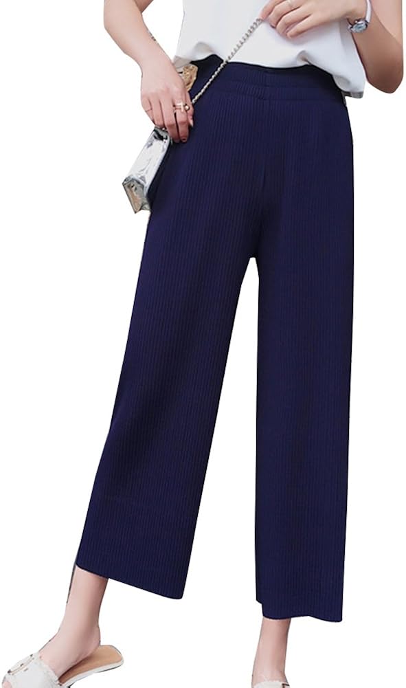 Damen Palazzo Hose Hohe Taille - Elegante Weite Bein Hose Büro Casual