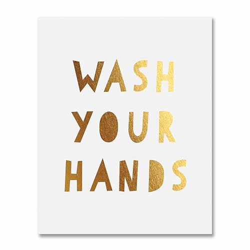 Amazon Com Wash Your Hands Gold Foil Print Poster Kids Bathroom Wall Art Gold Home Decor 8 Inches X 10 Inches E29 Handmade