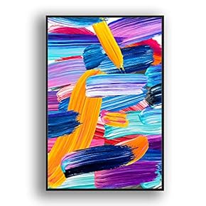 Framed Canvas Wall Art for Living Room, Bedroom Colored Brush Canvas Prints for Modern Home Decoration Ready to Hang - 16"x24" inches