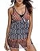 Womens One-Piece Oriental Porcelain Slimming Swimsuit Swimdress, Black, XXL(US 16-18)
