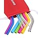 Mcool 8Packs 4 Wide 2 Skinny Silicone Straws 2Pcs Extra Long Stainless Steel Straws for 30 oz Tumber Yeti/Rtic- +3 Brushes+1 Red Storage Pouch