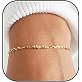 LIU JUN Mama Bracelet For Women, To My Mom 18k Gold Plated Mini Letter Box Paperclip Chain Stainless Steel Mothers Day Statement Gift Jewelry