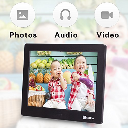Arzopa Advanced Digital Picture Photo Frame - HD 1024x600(4:3) IPS Widescreen Eletronic Picture Frame Advertising Player with Calendar/Clock/Remote Control Black 8-inch - Thumbnail 2