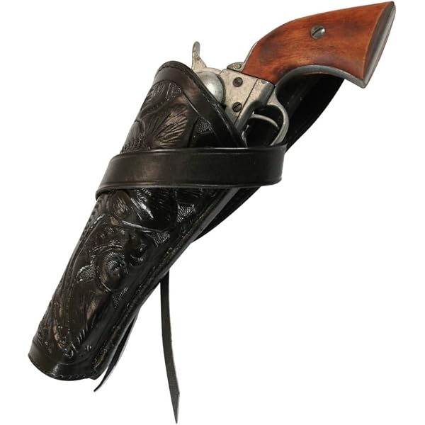 Amazon.com : Historical Emporium Standard Left Hand Western Cross Draw  Holster Tooled Leather Black : Sports & Outdoors