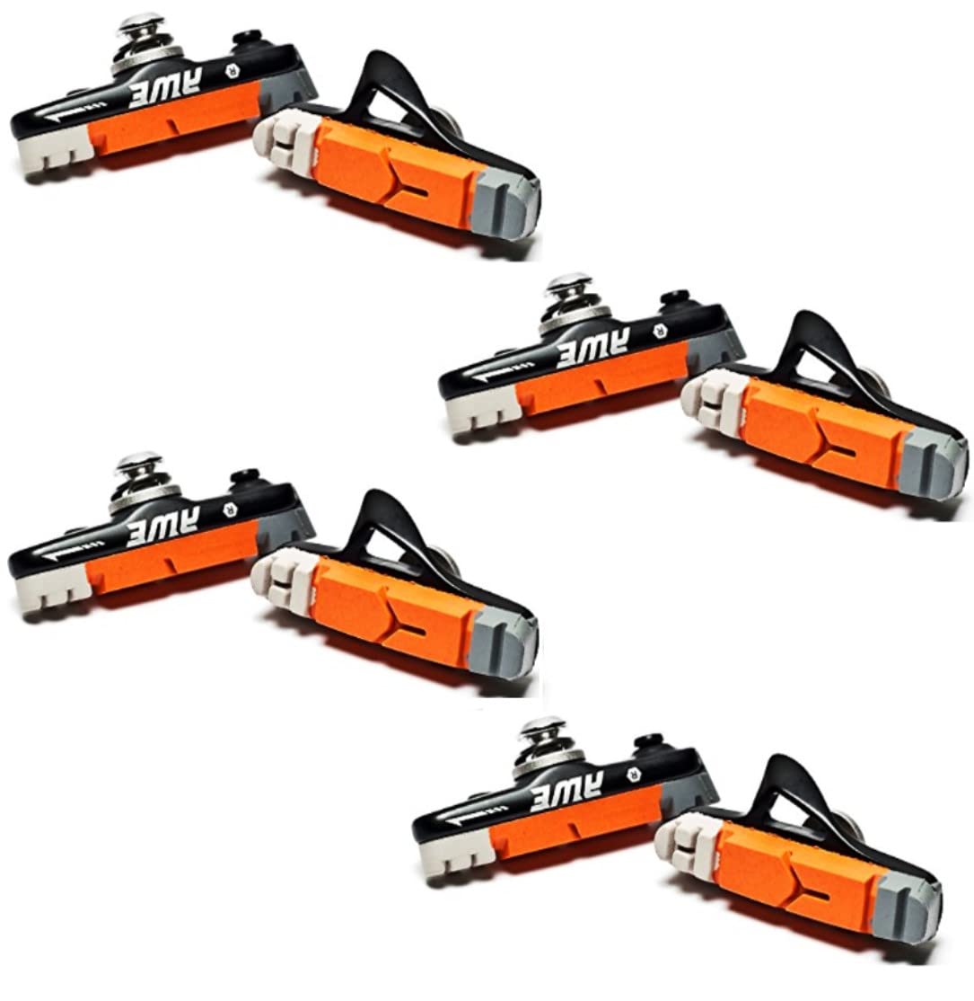 AWE X 4 Pairs 55mm Black Cassette Road Brake Pads Grey/Orange/White