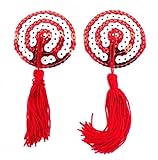 Sequin Pasties For Womens Lingerie Breast Petal Pasty Adhesive Reusable with Tassel