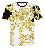 FaPlus Men's Casual Golden Flower 3D Print Fashion T-Shirts