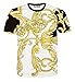 FaPlus Men's Casual Golden Flower 3D Print Fashion T-Shirts XL