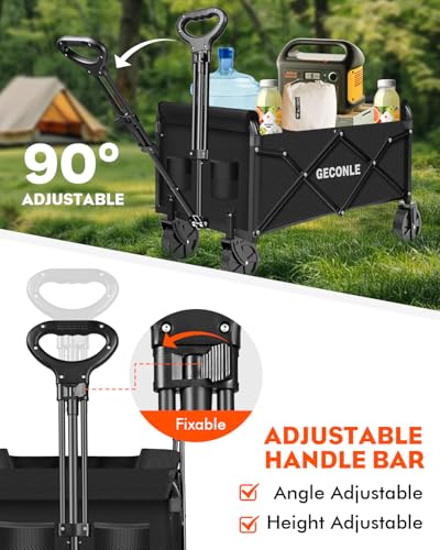 100L Festival Trolley Foldable Trolley Cart on Wheels 100KG/220LBS - Portable Folding Wagon Cart with Drink Holders for Grocery Outdoor Sports Garden Camping
