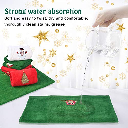 HomRing 3Packs Christmas Cotton Hand Towels Soft Absorbent Cotton Kitchen Towel, Lightweight with 10PCS Unfinished Ornament Set