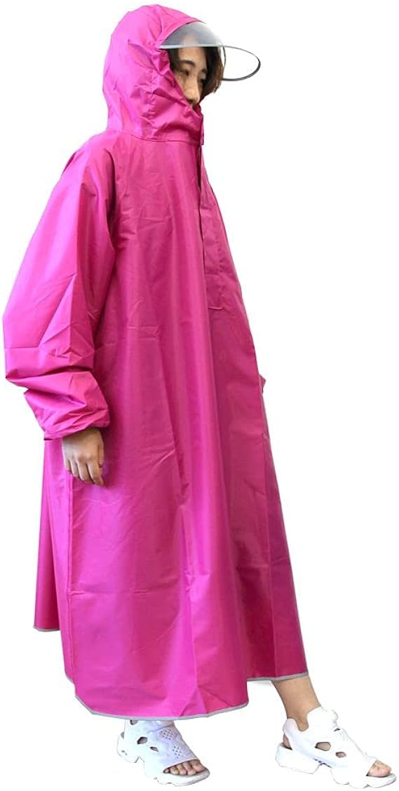 Amazon Weimall レインコート 自転車 メンズ レディース バイク ロング丈 収納袋付き レインポンチョ 雨具 雨合羽 ピンク レインコート ポンチョ 通販