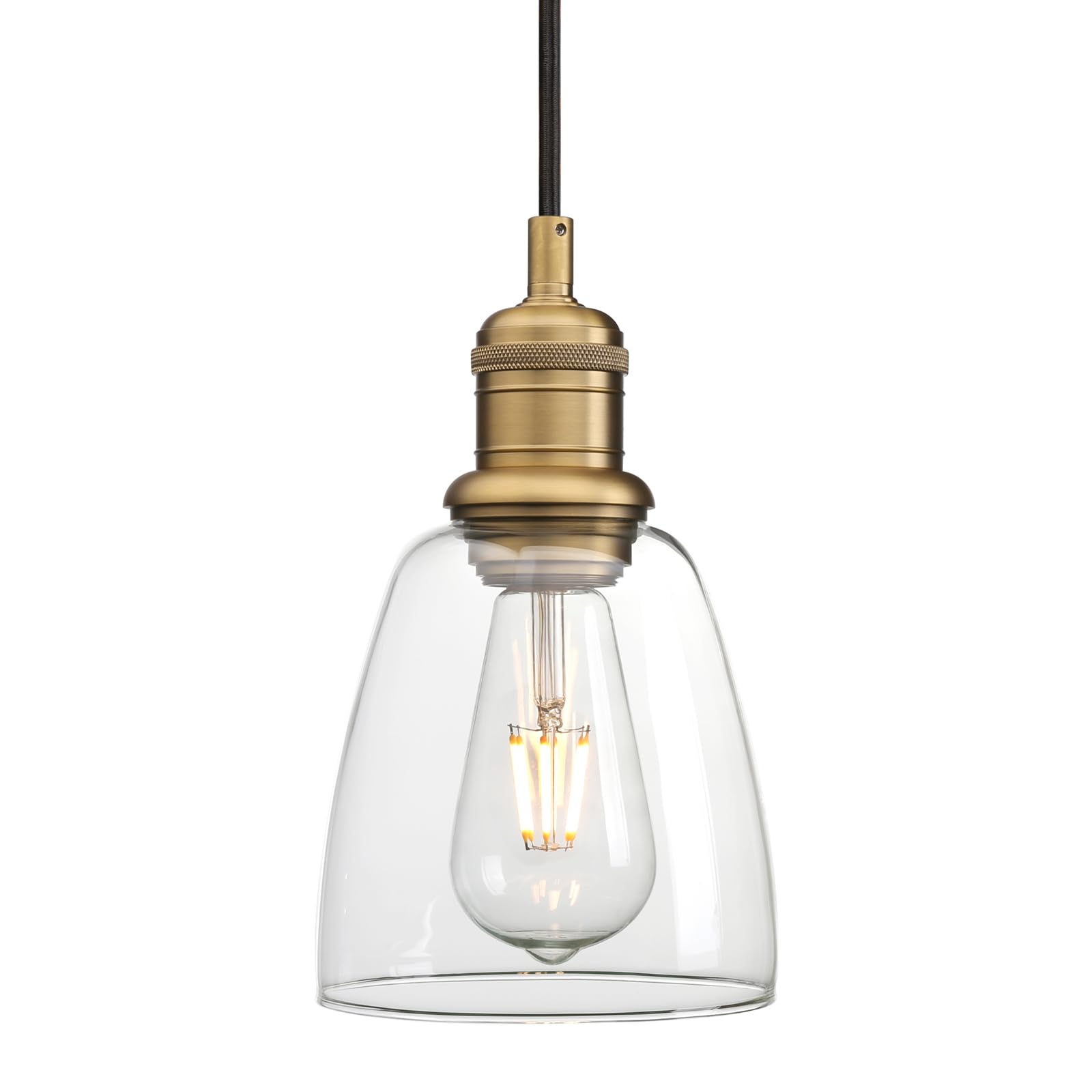 JIMUBEAM Industrial Glass Ceiling Pendant Light, Retro Loft Bar Hanging Lamp Fixture for Kitchen Island, Dining Room, Living Room, Hallway, Entryway, Bedroom (Antique)