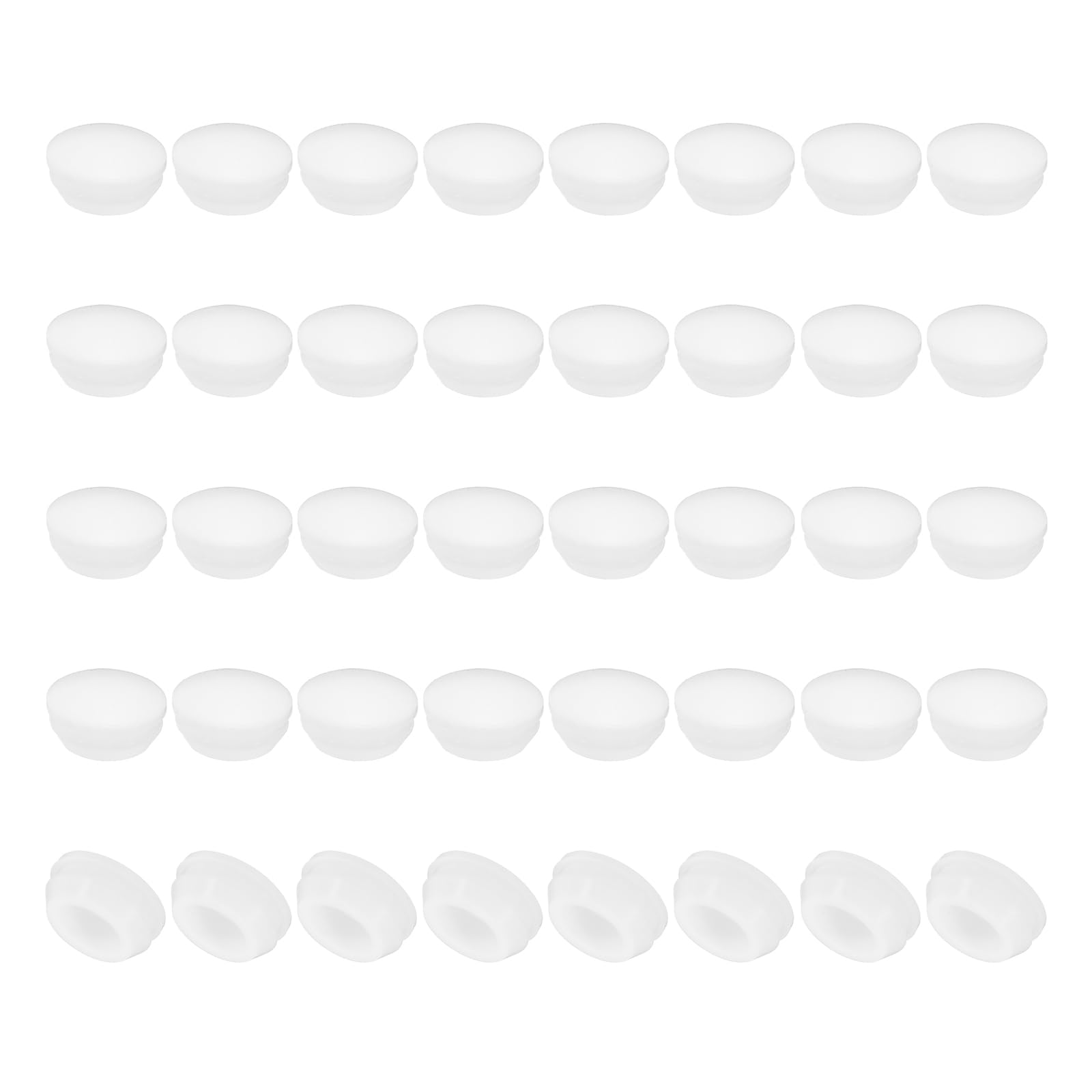 PATIKIL 14mm Diameter Silicone Hole Plug, 40 Pcs Round Snap in Type Locking Furniture Button Protective Cover Cap Head Fit for 14-15mm Hole for Seal Bulkhead Cylinder Hole, White