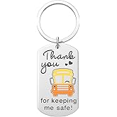 DONWOIE Driver Appreciation Keychain, Thank You for Keeping Me Safe! Pendant with School Bus Design for Mens Car Keys,Cool Key Chains Gifts for Bus Drivers Women and Men