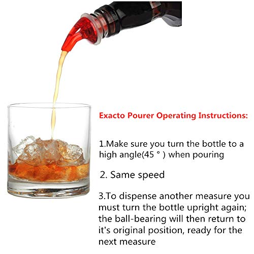 Automatic Measured Bottle Pourer - Quick Shot Spirit Measure Pourer Drinks Wine Cocktail Dispenser Home Bar Tools Pack of 4, 1 oz (30 mL) (red)