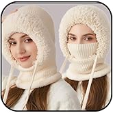 3 in 1 Beanie Hat with Scarf and Mask 3 in 1 Winter Hat for Women Balaclava Ski Mask