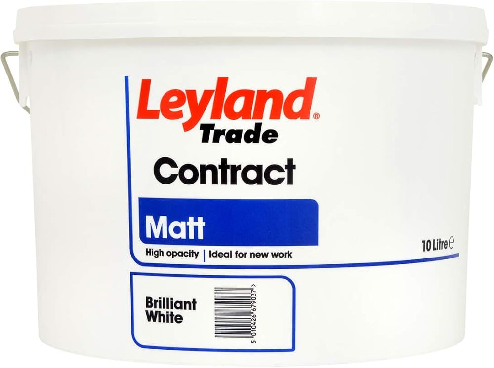 Leyland Trade Contract Matt Emulsion Brilliant White 10L Fresh Plaster Mist Coat