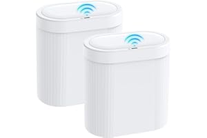 jinligogo 2 Pack 5 Gallon Bathroom Trash Can with Lid, Automatic Motion Sensor White Trash Can, Touchless Slim Waterproof Garbage Bin for Kitchen, Bedroom, Office, and Bathroom