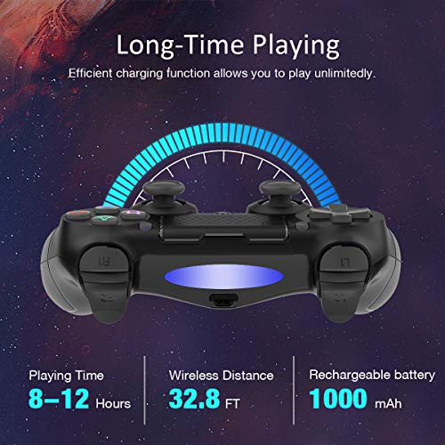 Wireless Controller for Playstation 4, Y Team Controller for PS4/Pro/Slim/PC/Smart TV, Wireless Remote Joystick Gamepad Built-in Gyro/Dual Motors/Audio Function/Speaker/Vibration Black