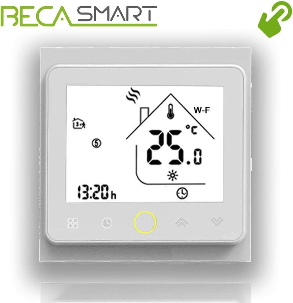 BecaSmart Series 002 3A LCD Touch Screen Boiler Heating Intelligent Programming Control Thermostat (Boiler Heating,Full White(Touch))