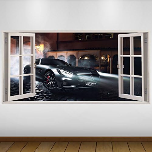 LagunaProject EXTRA LARGE Silver Car Mercedes Transport 3D Vinyl Wall Art Decal Sticker Poster -140cm x 70cm