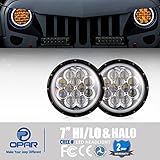 Opar 7inch Amber Spider DRL Halo Led Headlights for 97-17 Jeep Wrangler TJ JK & Unlimited