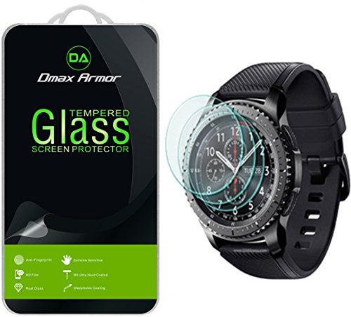 [3-Pack] Samsung Gear S3 Frontier / Classic Screen Protector, (Full Screen Coverage) Dmax Armor [Tempered Glass] 0.3mm 9H Hardness, Anti-Scratch, Anti-Fingerprint, Bubble Free, Ultra-clear