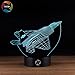 3D Optical Illusion Night Light - 7 LED Color Changing Lamp - Cool Soft Light Safe For Kids - Solution For Nightmares - Lockheed Martin F-22 Raptor
