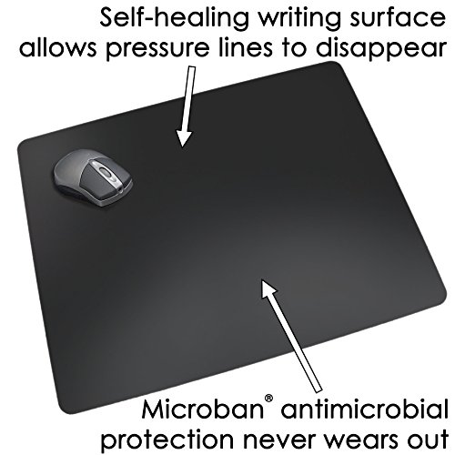 Artistic 12" x 17" Rhinolin II Ultra-Smooth Writing Pad Desk Mat with Exclusive Microban Antimicrobial Protection, Black - Thumbnail 4