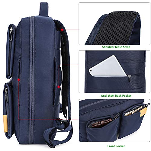 Dualuse Laptop Backpack, Business Briefcase Convertible Waterproof Rucksack, Travel Office