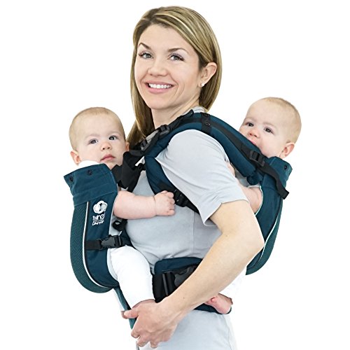 TwinGo Air Baby Carrier - Separates to 2 Single Carriers. Breathable Mesh, Compact, Comfortable, and Fully Adjustable. (Modern Teal)