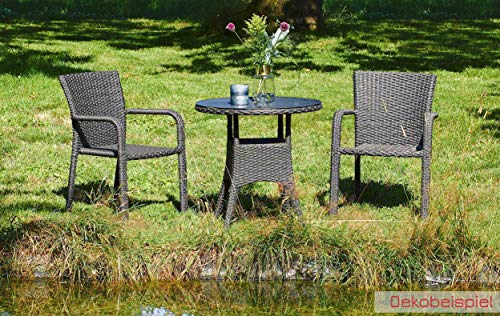 8er Set stapelbarer Gartenstuhl aus der Möbelserie Barcelona in grau mit Armlehnen exkl. Auflage für Garten, Terrasse… – Bild 8