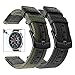 for Galaxy Watch 46mm/Gear S3 Bands, TRUMiRR 22mm 2 Pack Quick Release Canvas Nylon Watchband Genuine Leather Strap Sports Band Bracelet for Samsung Galaxy Watch 46mm Gear S3 Classic/Frontier