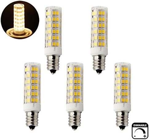 Led E12 led light bulb 120V, 3000K Warm White 6W Led E12 Candelabra Screw base, Xenon T4 JD type led halogen bulb replacement 50W or 60W with 550lm-(5packs)
