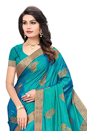 riva enterprise women's paper silk hand pattern saree (riva273_, blue)